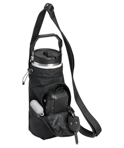 STANLEY Vitalize Carry-All Bag | Bottle Holder with Drawstring Cinch | Adjustable Shoulder Strap | Zippered Valuables Pocket | Durable Recycled Fabric | Black - color: Black, size: Carry-All