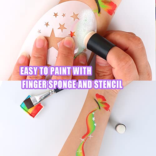 Bowitzki Finger Sponge Daubers Foam with Box Face Paint Sponges Painting Craft Set Finger Paint Drawing Chalk Fingers Painting (25 Pieces)