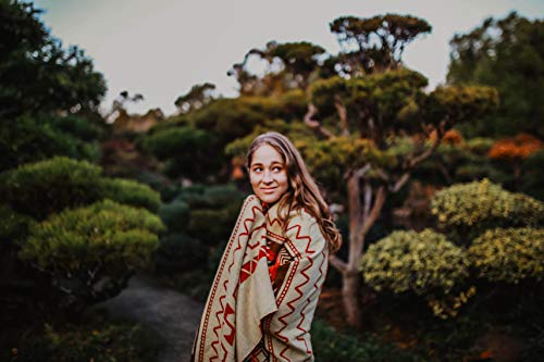 Inca Aztec Throw, Queen, King Blanket | Southwest Indian Navajo Boho Style | Native Cover for Camping, Bedding, Couch, Vanlife | Faux Alpaca, Lightweight, Hypoallergenic (Inti Red, Queen) - color: Inti Red, size: Queen