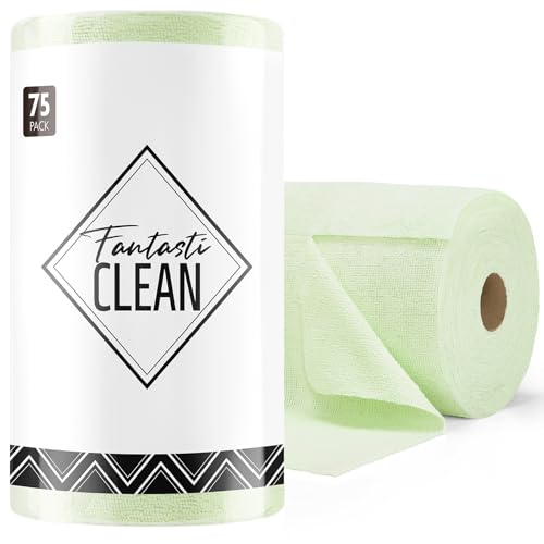 Fantasticlean Microfiber Cleaning Cloth Roll- 75 Sheets, 12" x 12" (Green) - color: Green, size: 75 pack
