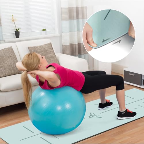 Yoga Mat 8mm Thick - Non Slip Workout Mat, 72x 26x 0.31 inch Exercise Mat with Alignment Mark, Anti-Tear Exercise & Fitness Mat for Yoga, Pilates & Floor Workouts, Carry Strap Included
