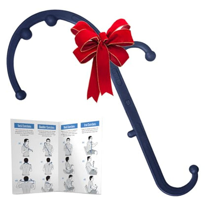LiBa Back and Neck Massager Trigger Point Hook Therapy Tool Navy | Manual massage hook for pain relief, handheld back neck shoulder massager targets trigger points, ergonomic therapy - color: C. Navy