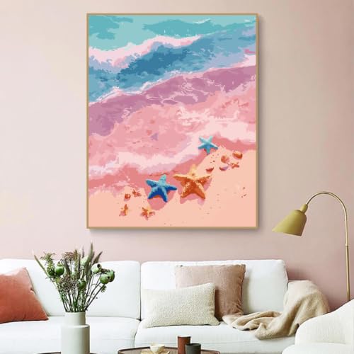 ZRIZQ Paint by Numbers Kit for Adults Beginner,Beach Scenery,16x20 | Full set with rich paints,wooden brushes,rolled canvas.Calming activity.Beginner friendly.Just open and paint. - color: 16"X20"Rolled Canvas-Beach 2