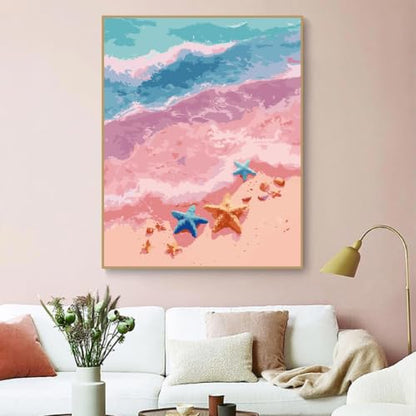ZRIZQ Paint by Numbers Kit for Adults Beginner,Beach Scenery,16x20 | Full set with rich paints,wooden brushes,rolled canvas.Calming activity.Beginner friendly.Just open and paint. - color: 16"X20"Rolled Canvas-Beach 2