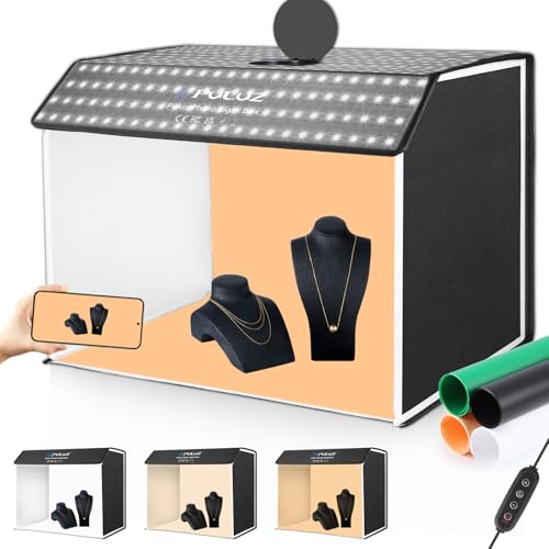 PULUZ Light Box Photography 24x16in, Portable Photo Studio Light Box with 336+336 LED Lights ＆4 Color backdrops Professional Photography Lighting Tent Kit for Big Product Photography Lightbox