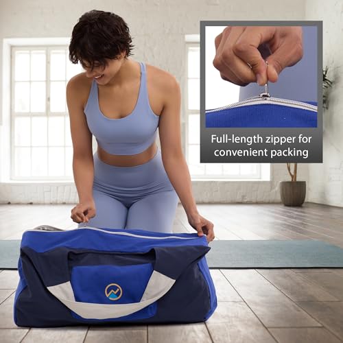 JoYnWell Yoga Bags and Carriers Fits All Your Stuff, Extra Large Yoga Mat Bag Full Zip Yoga Mat Bag with 3 Zipper pockets - color: Blue-Navy