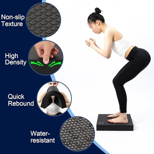 StrongTek Foam Balance Pad, Extra-Wide 19 x 15.8 x 2.4 in, Non-Slip TPE - color: Black-Set of 2