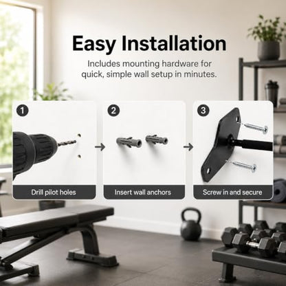 Heavy Duty Yoga Mat Holder Wall Mount & 2 Clip - for All Yoga Pilates | Yoga Mat Holder, Hanging Exercise Mat Storage Rack for All Fitness Mats, Space Saving(<20 lbs)