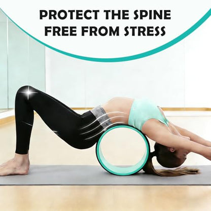 NGT Yoga Wheel 13 inch Yoga Wheel for Back Pain Strongest and Most Comfortable Dharma Yoga Prop Wheel with Free Yoga Bands - color: black-green