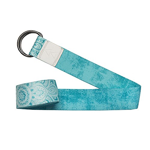 yogadesignlab | The Yoga Strap | Luxurious, Extra Long, Super Soft, Eco Printed | Studio Quality, Adjustable | Safely Stretch Further and Hold Longer | 8 ft Long - color: Mandala Turquoise, size: 8ft