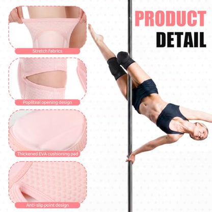 Lewtemi 2 Pairs Pole Dance Knee Pads for Women with Shock-absorbing Padding, Protective Non-slip Knee Pads for Ballet Modern Floor Dance Yoga Volleyball Figure Skating