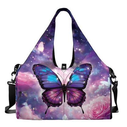 Yoga Mat Bag for Men Women Canvas Yoga Mat Carrier Take In Out Mat Easily for Beach Swim Bags Pool Sports Gym - color: Butterfly