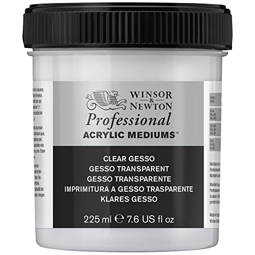 Winsor & Newton Professional Acrylic Medium, Clear Gesso, 225ml | Creates a clear textured ground that improves paint adhesion while preserving the natural color of your painting surface. - color: Clear Gesso, style: 225ml (7.6-oz)