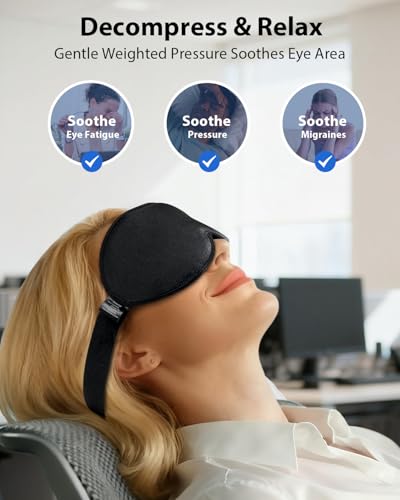 MABAO Weighted Sleep Mask, 100% Blackout Blindfold for Sleeping, Black - color: Black