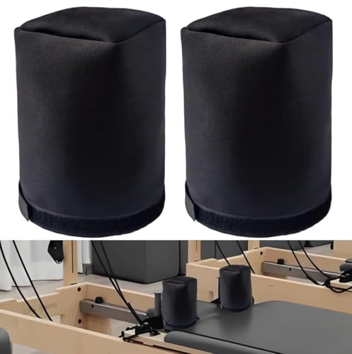 2PCS Pilates Reformer Shoulder Block Covers with Hook & Loop Fastener for Enhanced Comfort & Stability, Adjustable Nylon Shoulder Rest Covers for Pilates Enthusiasts, Trainers(without Mat)(Black)