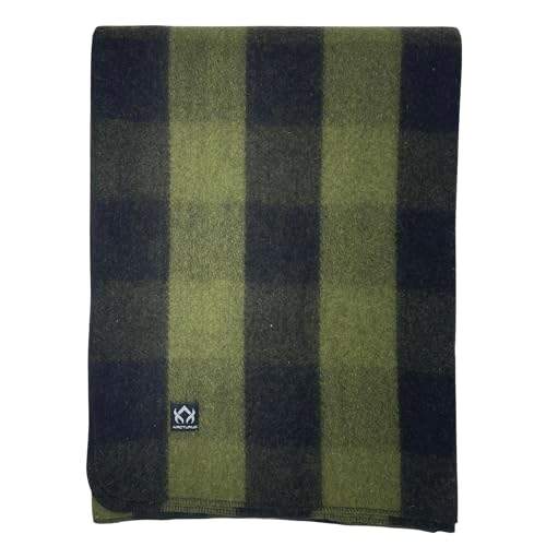 Arcturus Military Wool Blanket - Warm, Thick, Washable - Great for Outdoors, Camping, Stadium Blanket, Picnics, Travel - Car & Bushcraft Survival Kits - color: Green Buffalo, size: Twin