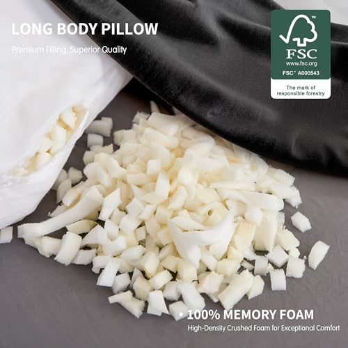 SyMax 7.8"x60" Body Pillow for Queen Bed, Bolster w/Removable Polyester Cover, Headboard Gap Filler Pillow, Black - color: Black, size: 60.2 inch