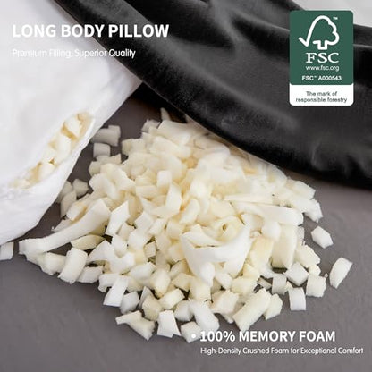 SyMax 7.8"x60" Body Pillow for Queen Bed, Bolster w/Removable Polyester Cover, Headboard Gap Filler Pillow, Black - color: Black, size: 60.2 inch