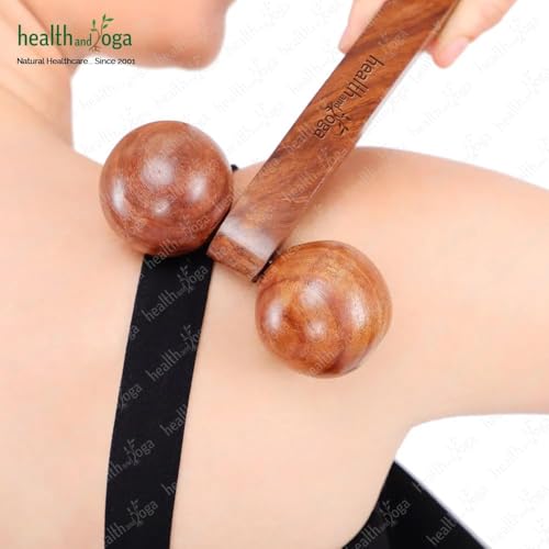 SoulGenie HealthAndYoga™ NatureSooth Wooden Massage Roller – Wood Therapy Massage Tools – Handheld Calf and Leg Massager, Back and Shoulder Massager and Full Body Massager