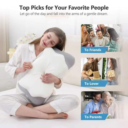 Cervical Pillow for Neck Pain Relief, 5.5"/4.3" Dual Loft Memory Foam Pillow for Side,Back Sleepers with Broad Shoulders,Orthopedic Contour with Cooling Cover, Medium Firm,White,23.6x15.7 in