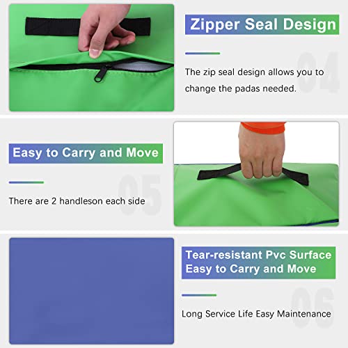 BLKMTY Incline Gymnastics Mat for Kids, 34"x24" Folding Tumbling Cheese Wedge Mats Kids Indoor Exercise Yoga Mat for Gymnastics Home Gym Mats W/Non-Slip PVC Surface and Handle - color: Blue & Green