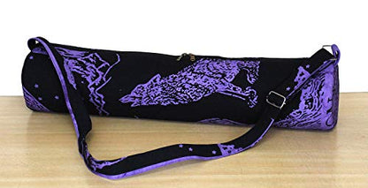 INDIAN CRAFT CASTLE ICC Yoga Mat Bag Carrier Full-Zip Exercise Yoga Mat Carry Bag for Women Men with Multi-Functional Storage Pockets and Adjustable Shoulder Strap 26X6 Inches - style: Purple Crying Wolf