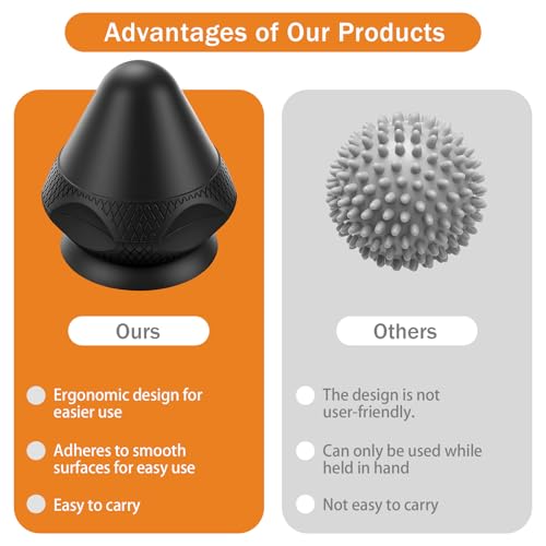 AOT Mountable Massage Ball with Suction Cup, Manual Back Massager Kit for Myofascial Release and Muscle Knot Remover Black - style: Black
