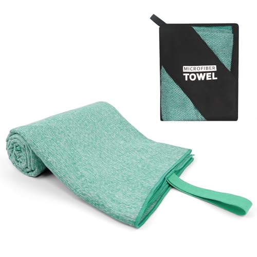 Yoga Mat Towel 30X60 Inch Quick Dry Microfiber Camping Towel Fast Drying Lightweight Travel Body Beach Swimming Pool Towels(Light Green, 1 Pack L(30X60 Inch) - color: Light Green, size: 1 Pack L(30X60 Inch