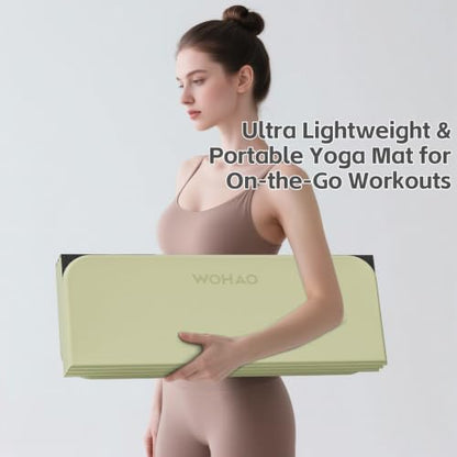 7-Fold Yoga Mat 70"x24" - 1/2 Inch Thick - color: Grass Green + Black