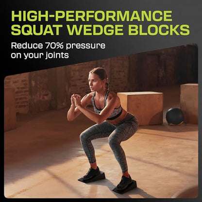 Flexelent Heel Elevated Squat Wedge Block Pair, 17° Angle, Bag Included - color: Black Diamond