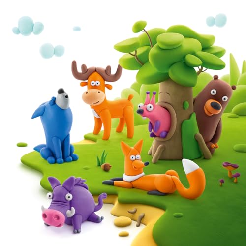 HEY CLAY Forest Animals - Claymate Fox - Air Dry Clay Kit 3 cans and Sculpting Tools with Fun Interactive Instructions App - color: Fox