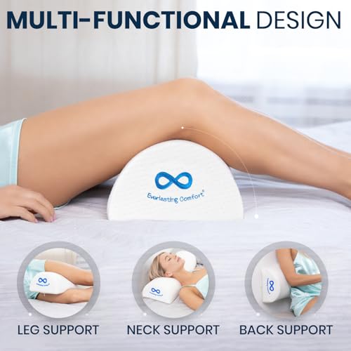 Everlasting Comfort Under Knee Pillow for Back Sleeping - Memory Foam Half Moon Leg Bolster Pillow for Back Pain, Thoracic Support - size: Standard