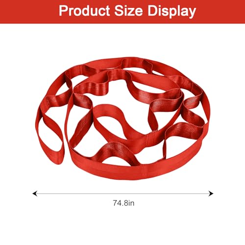 Yoga Stretching Belt for Flexibility Stretch Strap for Exercises Pilates Rehab Leg Stretch Wife Mom Home Use 1 Pcs - color: Red, size: 74.8inch