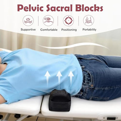 LILXIU 2 PCS Pelvic Blocks Sacral Wedge with Non Slip Bottom & Handle, Pelvic Block for Pelvic Positioning Support, Physical Therapy Positioning Wedges, Black