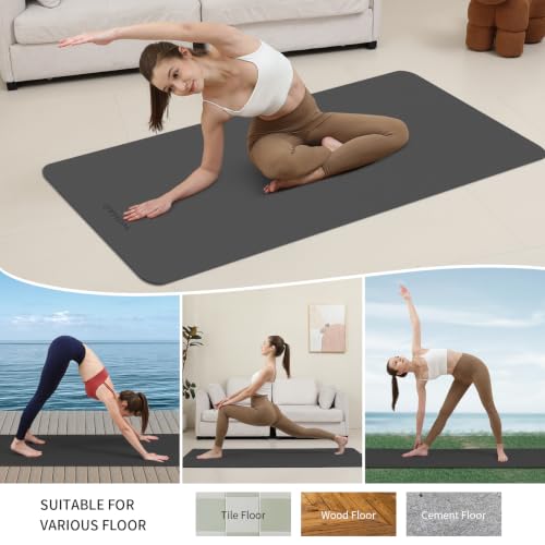 Extra Wide & Thick 8mm Yoga Mat, 72"x31.5" | Large Non Slip Exercise Mat, Premium POE Material, Superior Cushioning & Stability, With Strap for Home Gym, Pilates - color: Black