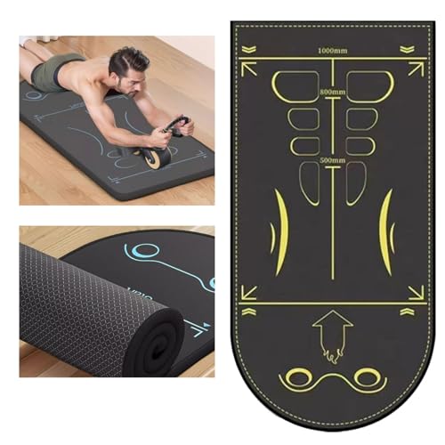 Exercise Equipment Mat for Ab Roller Wheel, Non-Slip Exercise Mat Extra Long Sound Insulation Knee Mat The Joints Protect For Abdominal Yoga Floor Workouts - color: Yellow-Black