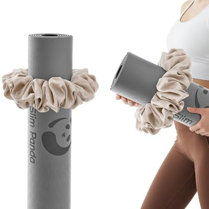 Slim Panda Yoga Mat Scrunchie,Holds Your Mat in Style,Stretchable Velvet Fabric Fit All Standard Yoga Mats (mat not included) - color: Blush Gold