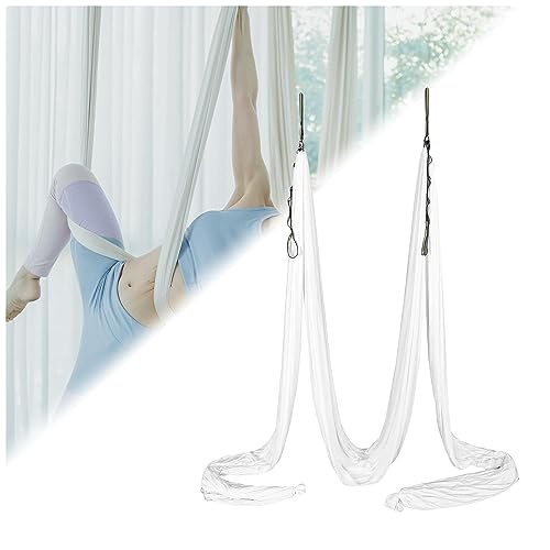 Kojem Aerial Silk Fabric Yoga Swing Kit For Fitness Yoga Inversions Flexibility Core Strength Dance White Nylon Fabric 6.6/13.1 Yards - size: 13.12 Yards
