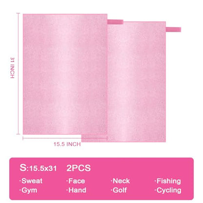 2 Pack Quick Dry Camping Towel Lightweight,Fast Drying Microfiber Travel Towel for Face Hand Neck Hiking Fishing Tennis Cycling(Light Pink, 2 Pack S(15.5X31 Inch) - color: Light Pink, size: 2 Pack S(15.5X30 Inch