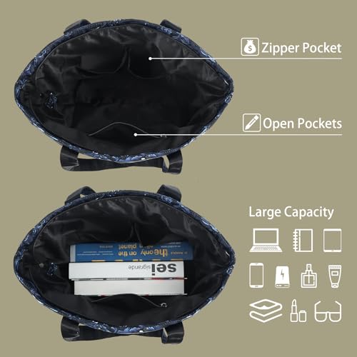 CLOUDMUSIC Shoulder Tote Bag For Nurses Teachers Work Gym Travel Beach Women With Large Capacity Waterproof - color: Mystery Blosoom