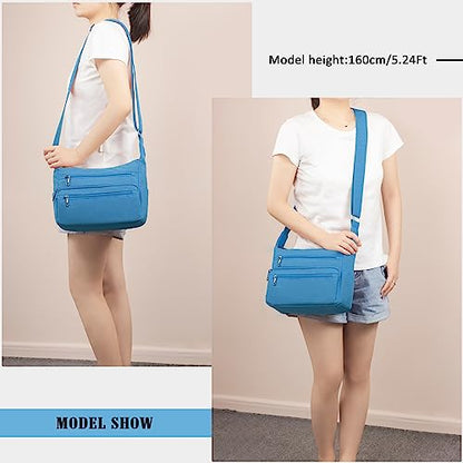 VOLGANIK ROCK RFID Purses for Women Fabric Nylon Multi Pocket Crossbody Bag Ladies Travel Handbag - color: Blue#106, size: Standard