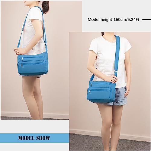 VOLGANIK ROCK RFID Purses for Women Fabric Nylon Multi Pocket Crossbody Bag Ladies Travel Handbag - color: Blue#106, size: Standard