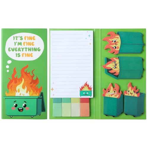 360 Sheets Dumpster On Fire Pads Pop up Sticky Notes, Cute Memo Notes | It's Fine I'm Fine Everything is Fine Emotional Support Desk Accessories,Funny Office Gifts for Women Men Coworkers - color: 1pcs Dumpster