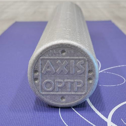 OPTP Silver AXIS Moderately Firm Foam Roller – Round, Silver, 36" x 6" | Moderate density for sports medicine, physical therapy, Pilates, yoga, trigger point myofascial release, Heat-molded EPP foam - size: 36" x 6" Round