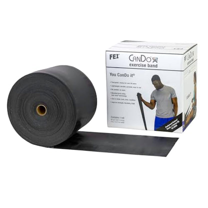 CanDo Low Powder Exercise Band, 50 yard roll, Black: X-Heavy - color: Black: X-Heavy, size: 50 yard roll