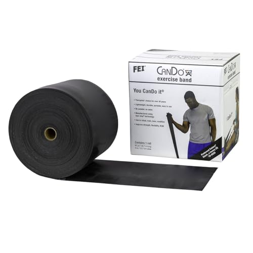 CanDo Low Powder Exercise Band, 50 yard roll, Black: X-Heavy - color: Black: X-Heavy, size: 50 yard roll