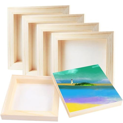FSWCCK 10 Pack 6 x 6 inch Wood Panel Boards, Unfinished Wood Canvas Panels for Crafts, Painting Canvas, DIY Art Projects, Pouring, Arts Use with Oils, Acrylics - size: 6"X 6" 10 Pack