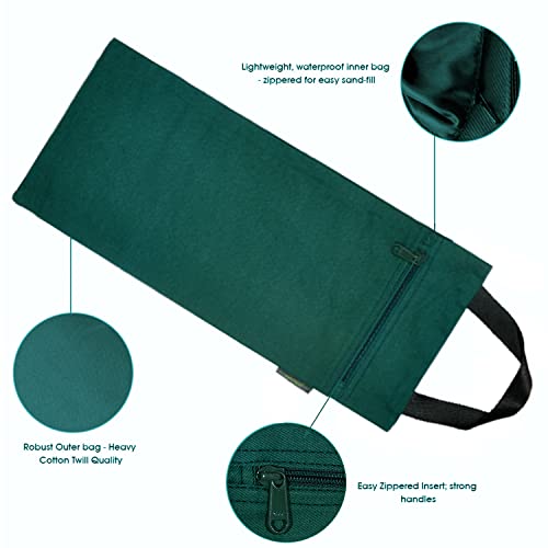 Yoga Sand Bag, Cotton Unfilled for Yogas, Weights & Resistance Training, Portable Weightlifting Sandbag - color: Bottle Green