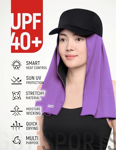 Instant Cooling Towel Neck & Face - Sweat Rag Neck Wraps Gym Workout | 40x12 Inch, Evaporative Cooling, Wet Wring Snap Activation, Lightweight, UPF 40+, Outdoor Adventures - color: Purple, size: Single Pack