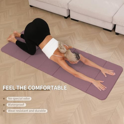 PAIDU Foldable Yoga Mat 10mm Thick, 75"x26" Non-Slip Fitness Exercise Mat - color: Deep Pink